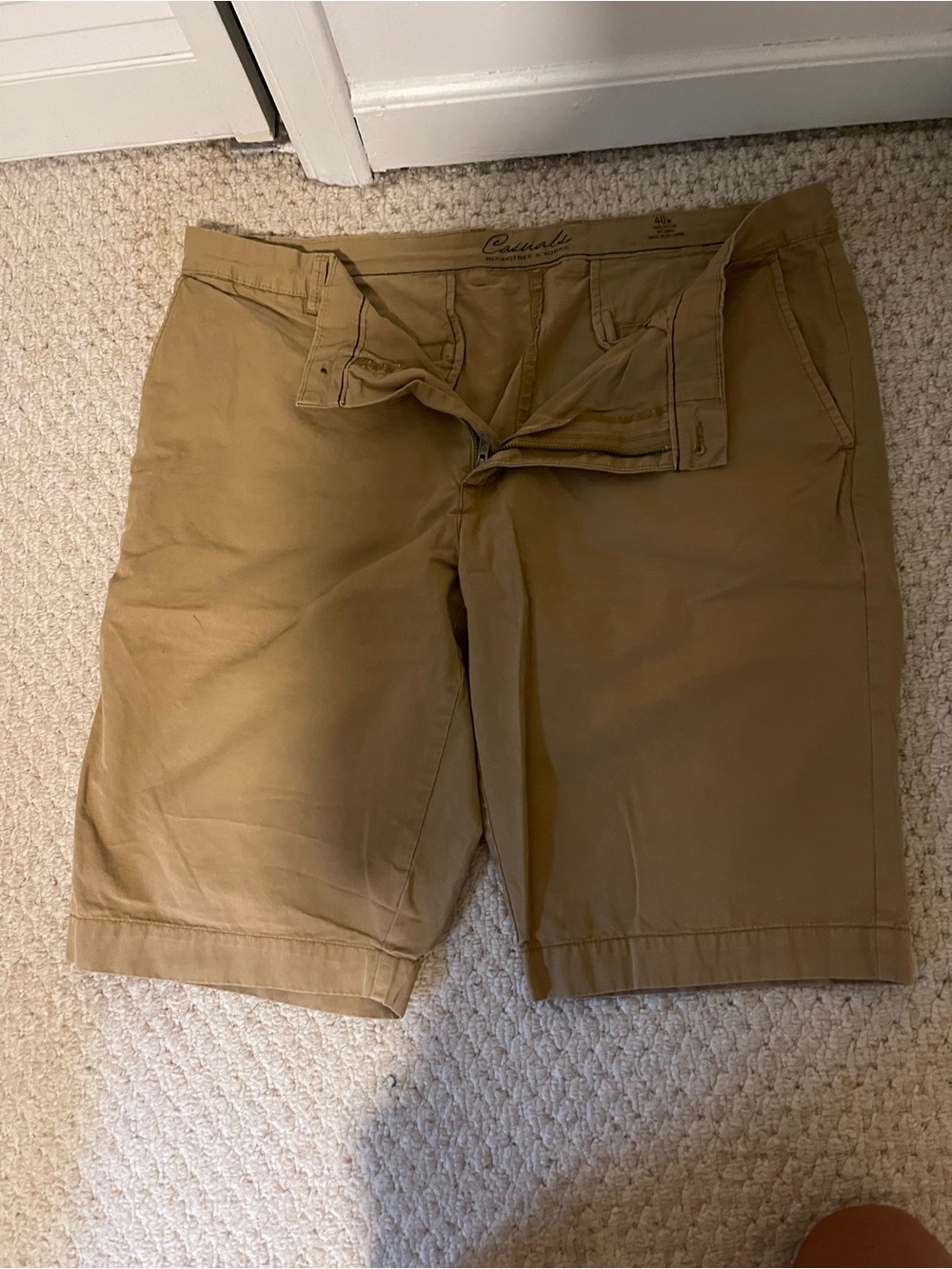 Casual Men’s Flat Front Shorts — Tan